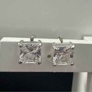 Silver Faux Diamond Stud Earrings -5ct